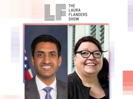 Photo of Rep. Ro Khanna and Lisa Raves with text "Uncut Interview: Rep. Ro Khanna & Lisa Graves Call Out Alec"